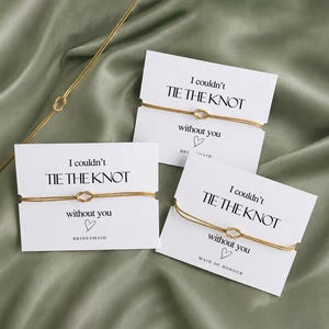 Bridesmaid Proposal Gift Bracelet: Minimalist Gold Silver Tie the knot, Maid of Honour Matron of Honour, Mother of the Bride Groom image 1