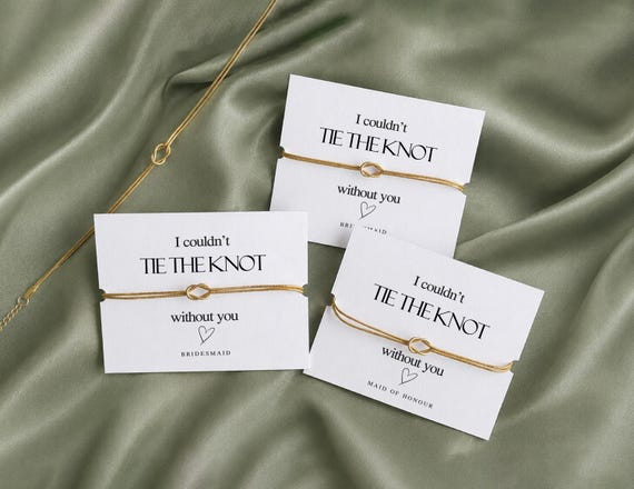 Bridesmaid Proposal Gift Bracelet: Minimalist Gold Silver Tie the knot, Maid of Honour Matron of Honour, Mother of the Bride Groom