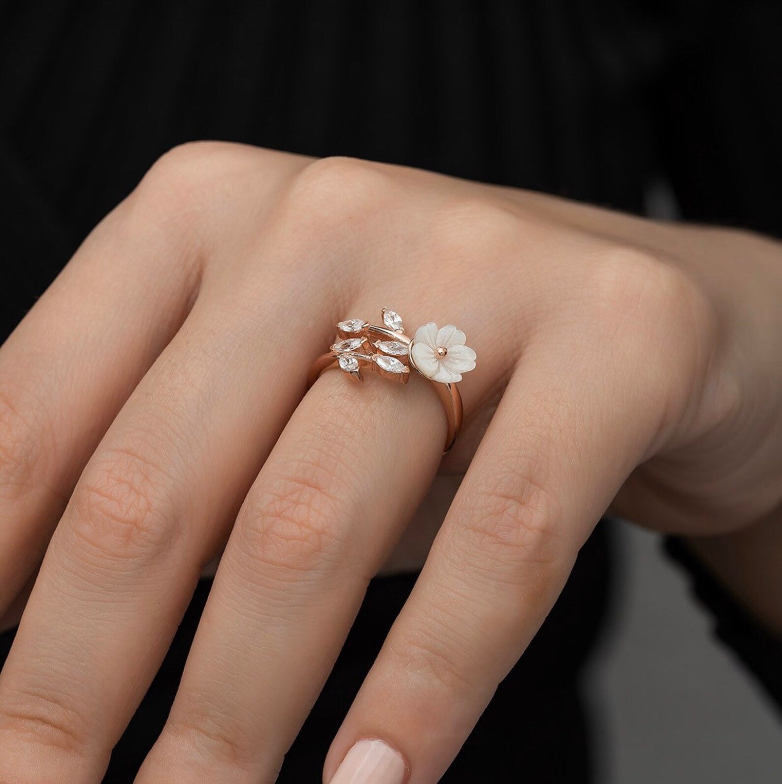 Magnolia Flower Ring Gold plated 925 Sterling Silver Ring Etsy