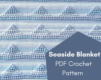 PDF Crochet Pattern - Seaside Blanket - Beginner Crochet Blanket Pattern - Bobble Blanket Pattern