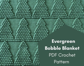 PDF Crochet Pattern - Evergreen Bobble Blanket - Beginner Crochet Blanket Pattern - Christmas Blanket Pattern