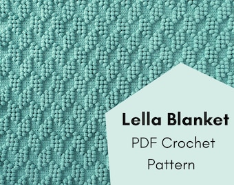 PDF Crochet Pattern - Lella Blanket - Beginner Crochet Blanket Pattern - Geometric Blanket Pattern - Bobble Blanket Pattern