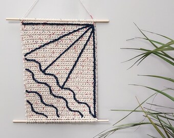 Abstract Beach Wall Hanging - Crochet Wall Hanging - Simple Home Decor