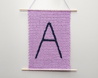 Personalized Initial Wall Hanging - A Wall Hanging - Crochet Wall Hanging - A Initial Banner