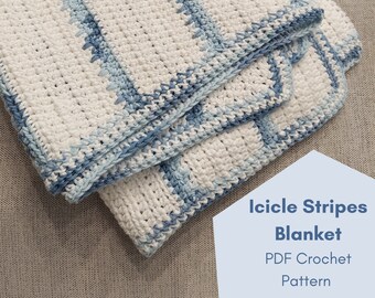 PDF Crochet Pattern - Icicle Stripes Blanket - Beginner Crochet Blanket Pattern - Striped Blanket Pattern
