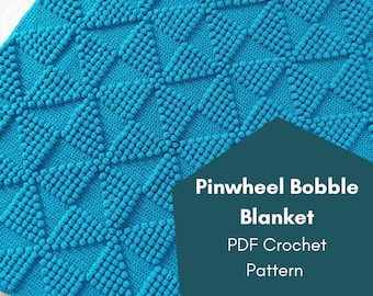 PDF Crochet Pattern - Pinwheel Bobble Blanket - Beginner Crochet Blanket Pattern - Geometric Blanket Pattern