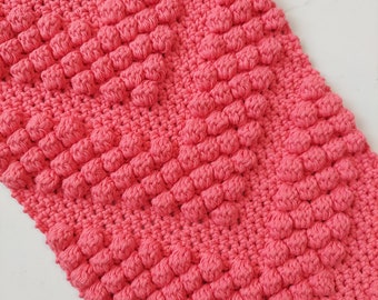 Pink Chevron Crochet Wall Hanging - Chevron Bobble Wall Hanging - Geometric Wall Art - Textured Wall Art - Pink Boho Home Decor