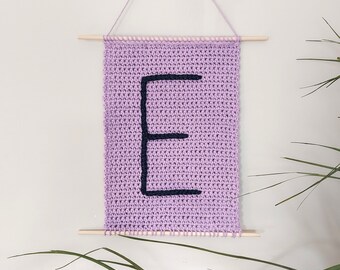 Personalized Initial Wall Hanging - E Wall Hanging - Crochet Wall Hanging - E Initial Banner