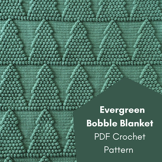 PDF Crochet Pattern - Evergreen Bobble Blanket - Beginner Crochet Blanket Pattern - Christmas Blanket Pattern