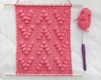 Pink Crochet Wall Hanging - Arrows Bobble Wall Hanging - Spring Home Decor - Textured Wall Art - Spring Wall Hanging - Pink Boho Home Decor