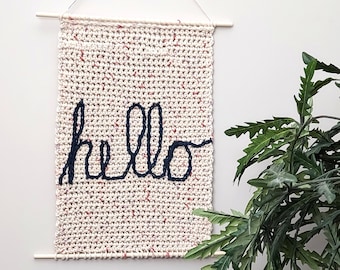 Hello Wall Hanging - Crochet Wall Hanging - Hello Banner - Simple Home Decor