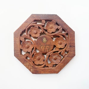 Vintage Wooden Floral Mandala Trivet