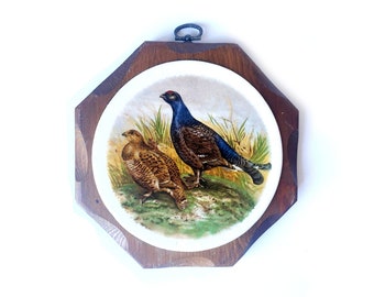Vintage Pheasant Quail Wooden Ceramic Wall Art