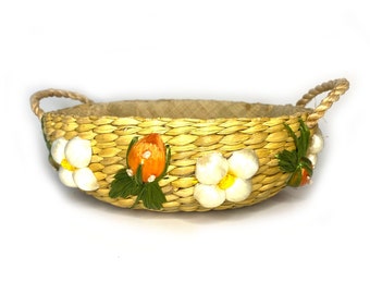 Vintage Handmade Floral Strawberry Basket