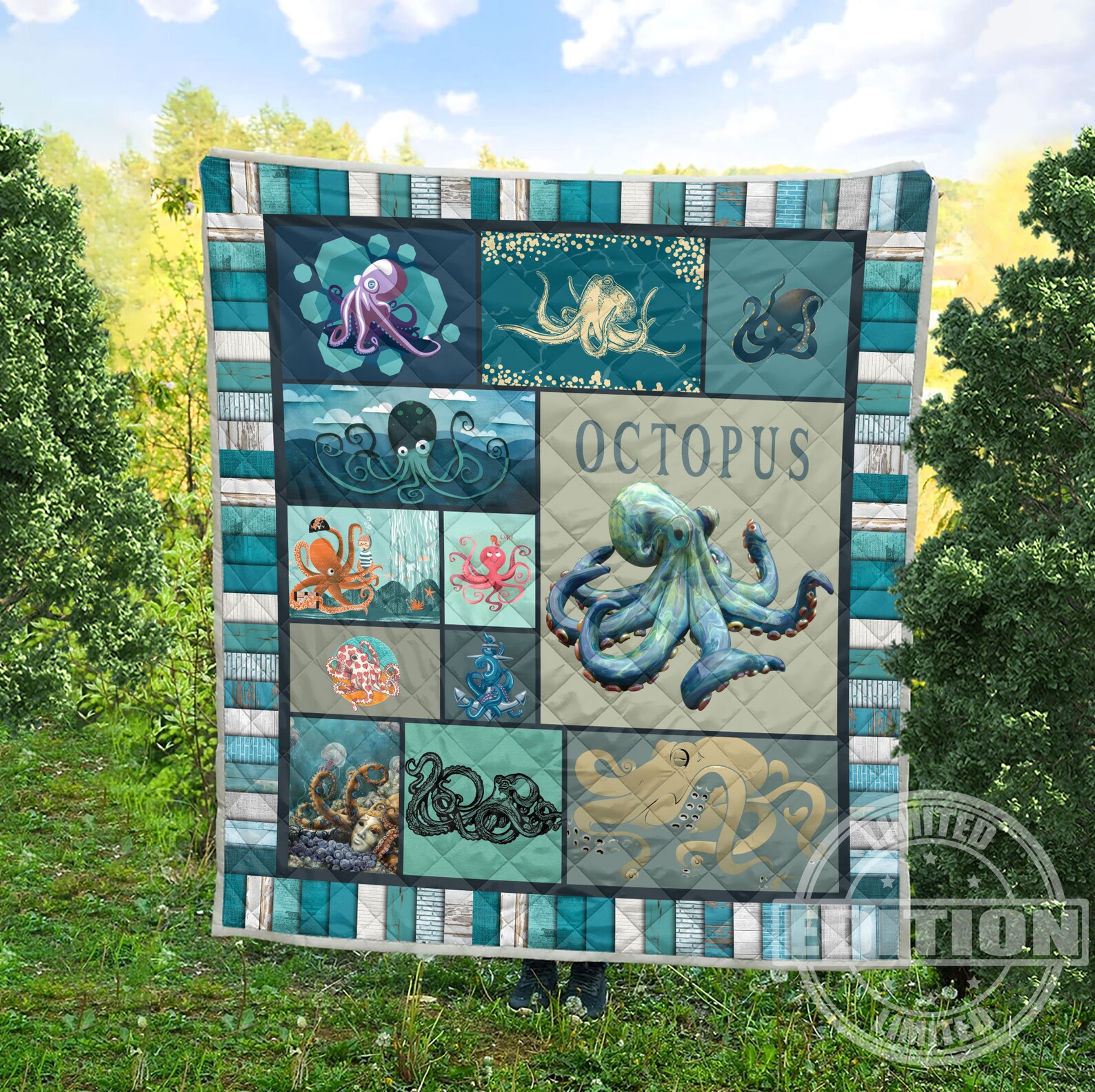 OCTOPUS Quilt Blanket love nature quilt Premium Quilt Etsy