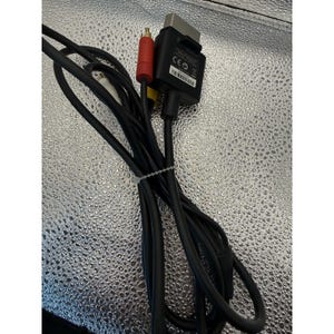 May include: Black AV cable with red, white, and yellow RCA connectors. The cable has a black connector with a label and a series of numbers. The cable is bundled with a white plastic tie.