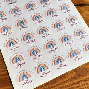 x35 adesivos personalizados de feliz aniversário do arco-íris | Obrigado adesivos | adesivos de aniversário | Etiquetas de saco de festa | Adesivos de cone doce!
