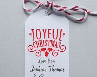 Personalised Joyful Christmas Gift Tags | Custom Present Tags | Christmas Wrapping Labels | Family Christmas Name Tags