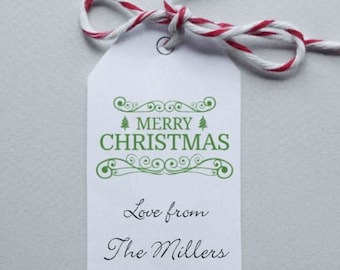 Personalised Merry Christmas Gift Tags | Custom Present Tags | Christmas Wrapping Labels | Family Christmas Name Tags
