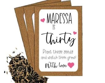 Personalised 30th Birthday Favours Party Bag Birthday Seed Packet Envelope Adult Party Bag Gift Thirty Birthday Thank You Gift Eco Friendly