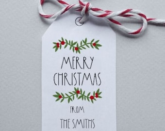 Personalised Merry Christmas Gift Tags | Custom Present Tags | Christmas Wrapping Labels | Family Christmas Name Tags