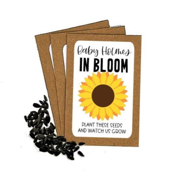 Personalised Baby Shower Sunflower Seed Packets Envelopes with Seeds Baby in bloom Eco Friendly Party Bags Baby Shower Thank You | Party Bag