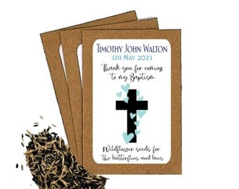 Paquetes de semillas de bautizo de bautismo personalizado Sobres con semillas / Bolsa de fiesta de favor de bautizo / Regalo de agradecimiento de bautizo Ecológico
