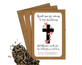 Sobres de semillas personalizados para recuerdos de bautizo o bautismo, regalos ecológicos para bautizo o agradecimiento.