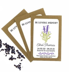 Pacchetti di semi di lavanda personalizzati buste con semi - Memorial Remembrance Favors Keepsake