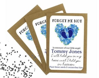 Personalised Baby Loss Memorial Forget Me Not Flower Seed Packets | Funeral Envelopes with Seeds | Miscarriage Remembrance Favours Keepsake