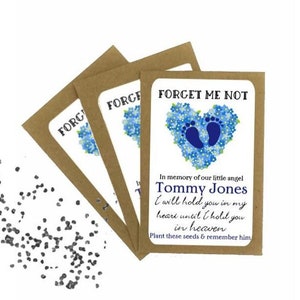 Personalised Baby Loss Memorial Forget Me Not Flower Seed Packets | Funeral Envelopes with Seeds | Miscarriage Remembrance Favours Keepsake