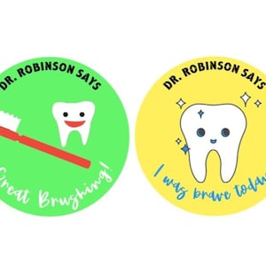x35 adesivos personalizados para dentista - 'Eu fui corajoso', 'ótima escovação' adesivos para dentista e higienista dental