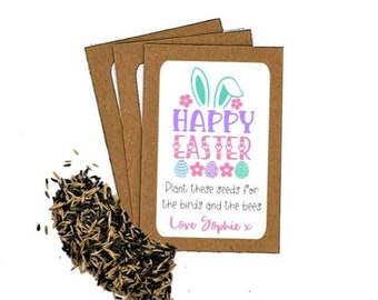 Personalised Happy Easter Gift Seed Packets Envelopes Wildflower Seeds Birthday Party Bags Sweet Cones End of Term Teacher Gift to Students