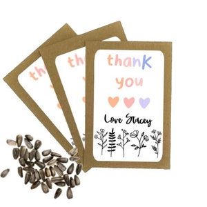 Enveloppes personnalisées de paquets de semences de remerciement | Graines de tournesol | Cartes de remerciement en faveur | Merci Cadeau | Anniversaire Merci Eco Friendly