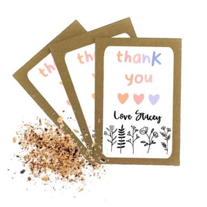 Sobres personalizados de paquetes de semillas de agradecimiento / Semillas de flores silvestres / Favor de tarjetas de agradecimiento / Regalo de agradecimiento / Cumpleaños Gracias Ecológico