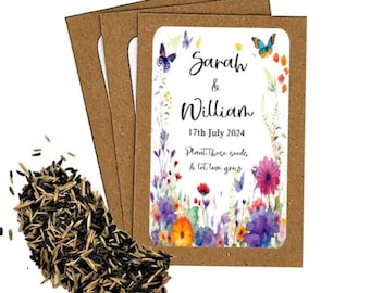 Personalised Wildflower Wedding Favour Seed Packets Envelopes | Wildflower Seeds | Thank you Wedding Favours | Thank you Table Gift