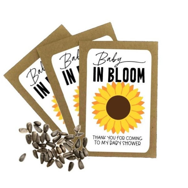 Personalised Baby Shower Sunflower Seed Packets Envelopes with Seeds Baby in bloom Eco Friendly Party Bags Baby Shower Thank You | Party Bag