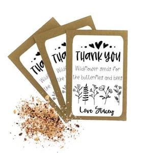 Personalised Thank You Seed Packets Envelopes | Wildflower Seeds | Thank You Cards Favour | Thank You Gift | Birthday Thank You Eco Friendly
