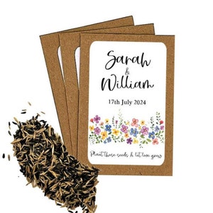 Personalised Wildflower Wedding Favour Seed Packets Envelopes | Wildflower Seeds | Thank you Wedding Favours | Thank you Table Gift