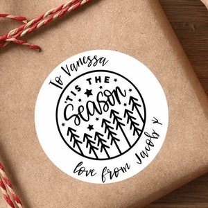 Personalised &#39;Tis The Season&#39; Christmas Gift Tag Stickers, Custom Present Labels, Christmas wrapping labels, Christmas Stickers