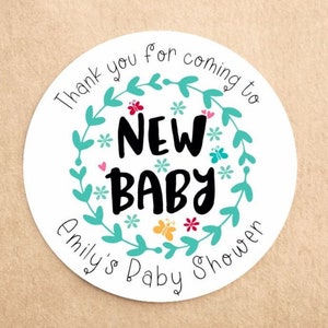 x35 Personalised Baby Shower Stickers | New Baby Stickers | Baby Shower Favours |  Baby Shower Party Bag Stickers |  Sweet Cone Stickers!