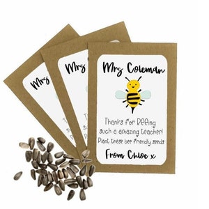 Personalised Teacher Thank You Seed Packets Envelopes with Seeds | End of Term Gift | Teacher Gift | Teaching Assistant | Sunflower Seeds