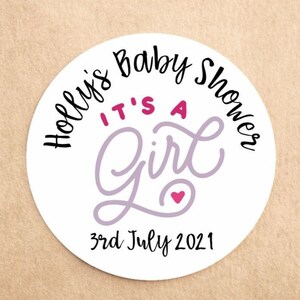 x35 Pegatinas personalizadas de Baby Shower / Baby Girl Gender Reveal / Baby Shower Favors / Baby Shower Party Bag Stickers / Sweet Cone Sticker
