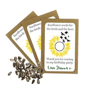 Personalised Birthday Seed Packets Envelopes with Seeds | Eco Friendly Party Bags | Sunflower Seeds | Party Gift Bag | Birthday Thank You