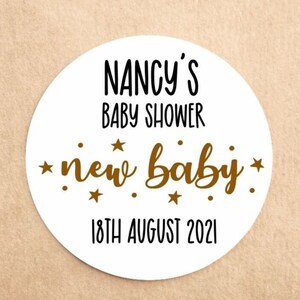 x35 Personalised Baby Shower Stickers | New Baby Stickers | Baby Shower Favours |  Baby Shower Party Bag Stickers |  Sweet Cone Stickers!