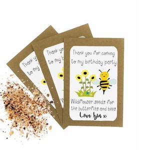 Enveloppes personnalisées d'anniversaire avec graines de fleurs sauvages | Cadeau sacs cadeaux pour enfants | Cadeaux de remerciement d'anniversaire | Respectueux de l'environnement