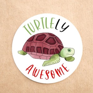 Fun Turtle Tortoise Stickers - Turtlely Awesome Totally Awesome stickers, Birthday Stickers, Party Bag Stickers, Sweet Cone Stickers!