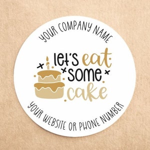 Personalised Business Cake Stickers | Let&#39;s Eat Cake Stickers | Custom Business stickers | Cake Box Stickers | Bakery Stickers | Cake Labels