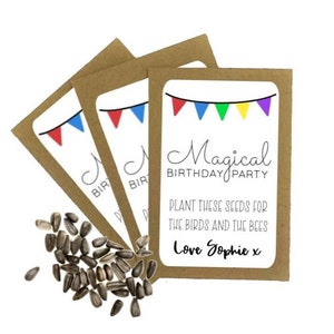 Personalised Magical Birthday Seed Packets Envelopes with Seeds | Eco Friendly Party Bags Sunflower Seeds Party Gift Bag Birthday Thank You