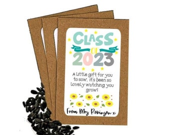 Personalised Class of 2024 Teacher Seed Packets Envelopes with Sunflower Seeds End of Term Teacher Gift Student School Class Leaver Gift